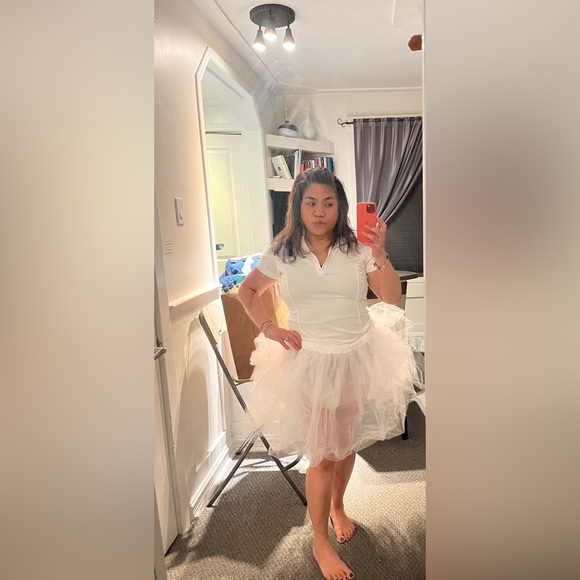 Nike Tennis Tutu Bubble Dress Skirt Golf White Wedding Shirt Sport Mesh Tulle L - Picture 8 of 8